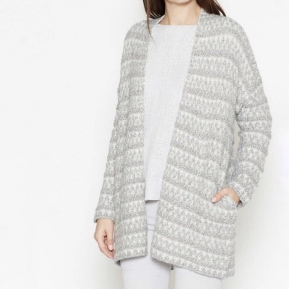 Joie Lerado Boucle Cardigan Sweater Antique Silver Wool Alpaca Blend XS NEW. 152